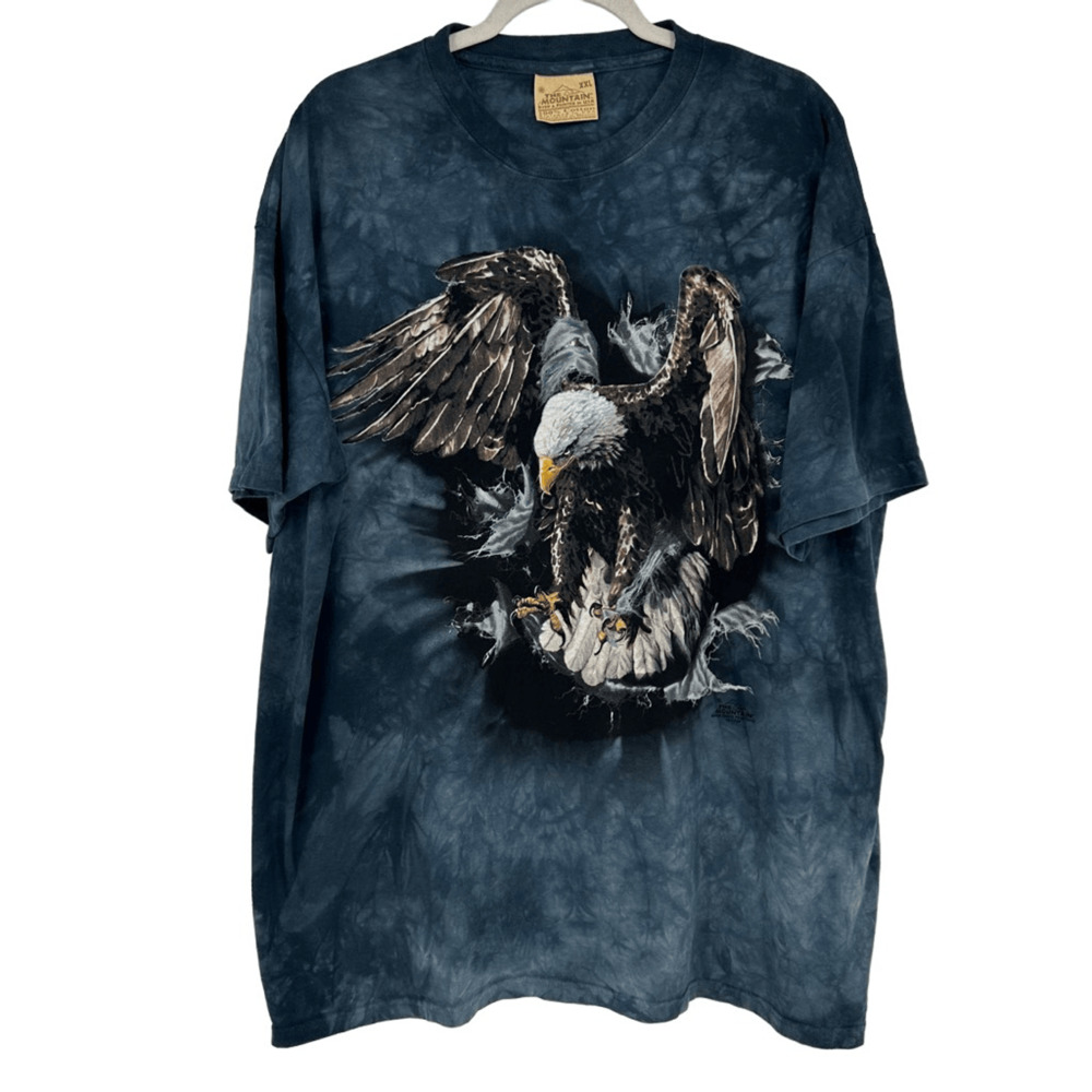Vintage Y2K Mens 2XL T-Shirt Blue Mountain Eagle David Penfound Graphic USA 90s